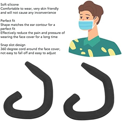 5 Pairs Mask Ear Protector, Soft Silicone Face Cover Ear Hook for Kids Adults, Reusable Ear Protector Hook, Reduces Ear Pain When Wearing Face Cover (Black)