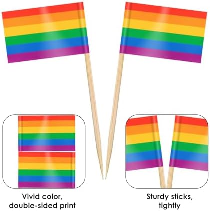 AhfuLife Rainbow Toothpick Flags for Pride Decorations, 100 Pcs Pride Day Cocktail Picks, Mini Pride Flag LGBTQ Decor for Gay Pride Day Party Wedding Decorations