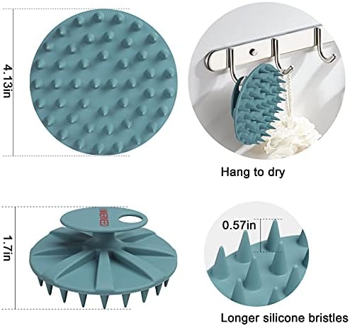 INNERNEED Scalp Massager Shampoo Brush, Wet & Dry Manual Scalp Care Head Scrubber Hair Washing, Soft Silicone Bristles, for Hair Growth, Dandruff Removal (Dark Green)