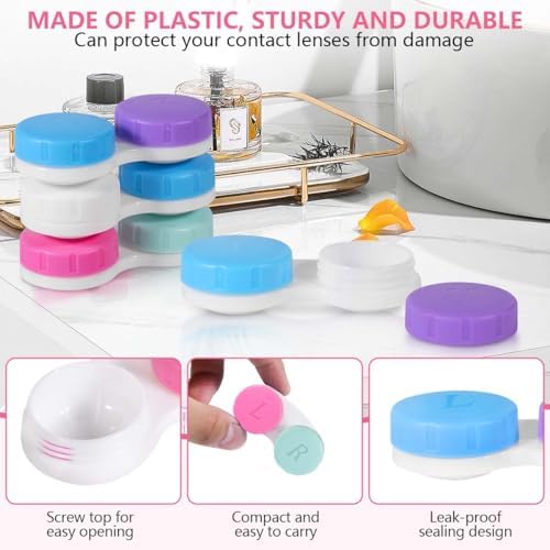 KISEER 36 Pack Colorful Cute Contact Lens Case Bulk Box Holder Container Soak Storage Kit (6 Color)