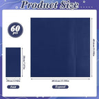 60 Pcs Navy Blue Linen-Feel Paper Napkins with Built-in Flatware Pocket, Graduation Pocket Linen Napkins Prefolded Cloth Like Paper Napkin Bulk for Silverware Birthday Bathroom Celebration Party