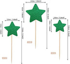 30 PCS Star Cupcake Toppers Glitter Assembled Twinkle Star Cupcake Picks Wedding Engagement Bridal Shower Birthday Party Cake Decorations Supplies Mixed Size Green