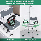 Swivel Shower Chair with Locking Seat, 400 lbs 360° Rotating Shower Chair for Elderly & Disabled, Height Adjustable Bath Chair with Arms & Back, Non-Slip Bariatric Shower Seat for Inside Shower