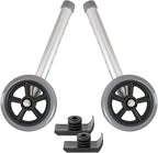 Walker Wheels and Ski Glides - Replacement Feet - Accessories Parts Set for Folding Medical Walkers - Universal Front, Back Stability Safety Wheel - Includes 2 Glide Tips, Two 5 Inch Rubber Wheel