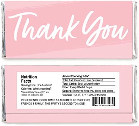 Big Dot of Happiness Pink Elegantly Simple - Candy Bar Wrapper Guest Party Favors - Set of 24