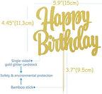 Happy Birthday Cake Topper Decoration - Gold Glitter Birthday Cake Topper Decoration Supplies， Photo Booth Props (gold01)