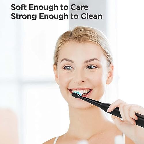 BNEI Sonic Electric Toothbrush, 5 Modes, 2 Minute Timer, 30 Day Life, 8 Replaceable Brush Heads, Black/Pink (Black,B)