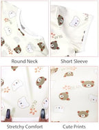 Adult Onesie Snap Crotch Cute Pajama Set Short Sleeve Bodysuit Plus Size Onesie Romper Womens Pajamas S-XL