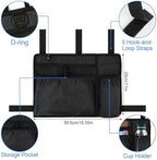 Walker Bag Basket with Cup Holder for Folding Walker Accessories for Seniors Elderly, Handicap, Foldable & Water Resistant Walker Storage Bags with Big Capacity - Black