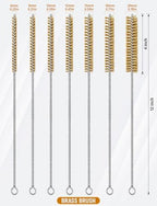 7pcs Brass Wire Brushes Set, 12 inch Pipe Cleaner Brush，Parts Cleaning Brush Bore Brushes for Tubes, Cylinders, Bottle, Auto Parts (6mm/8mm/10mm/12mm/15mm/18mm/20mm)