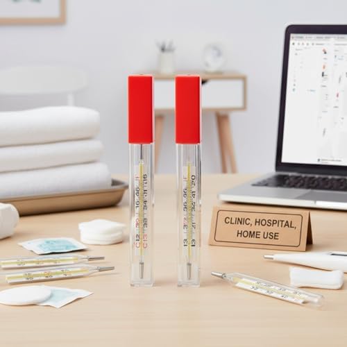 2 Pack Transparent Thermometer Storage Case - Plastic Tube Holder for Thermometers & Needles, Ideal for Home, Hospital, Clinic - Durable Thermometer Container & Needle Box