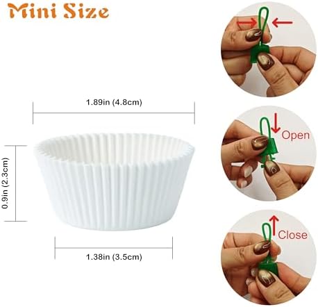 Mini Cupcake Liners 500 pcs White Mini Muffin Liners, Food&Grade,Greaseproof Paper Baking Cups, for Christmas/Halloween Party by GoldenBakeryFamily