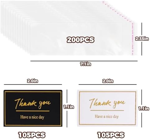 Chocolate Bar Wrappers with Stickers, 200 Pcs Self Sealing Chocolate Candy Bar Packaging with Thank You Stickers, for DIYChocolate Lover, CandyBar, Cookies, Treat, Party Favor