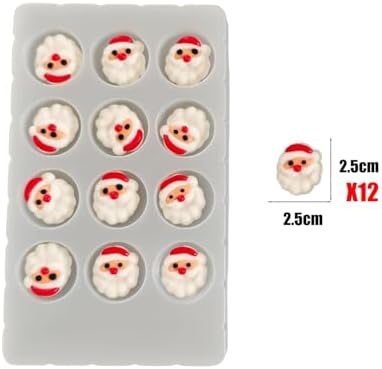 Edible Christmas Themed Sugar 12 pcs Santa Claus cake decorations, cupcake toppers, perfect Icing Cookies decro for Xmas Gingerbread House, Macaron and Cakecicles Decorating