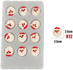 Edible Christmas Themed Sugar 12 pcs Santa Claus cake decorations, cupcake toppers, perfect Icing Cookies decro for Xmas Gingerbread House, Macaron and Cakecicles Decorating