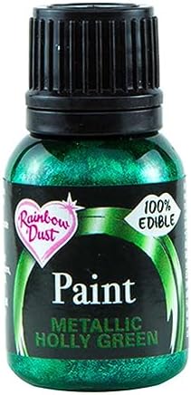 Rainbow Dust Edible Food Paint METALLIC HOLLY GREEN Cake Decorating Sugarcraft