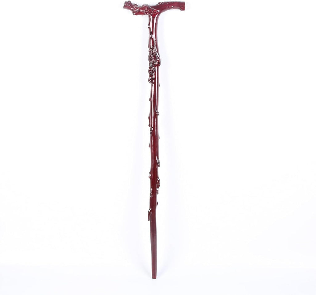 Plum Blossom Flower Décor Wood Cane - Handmade, Ergonomic, Comfort Grip Support Pole- for Men and Women- Fashionable Wooden Walking Stick 36"(90cm/35.4in, Coffee)