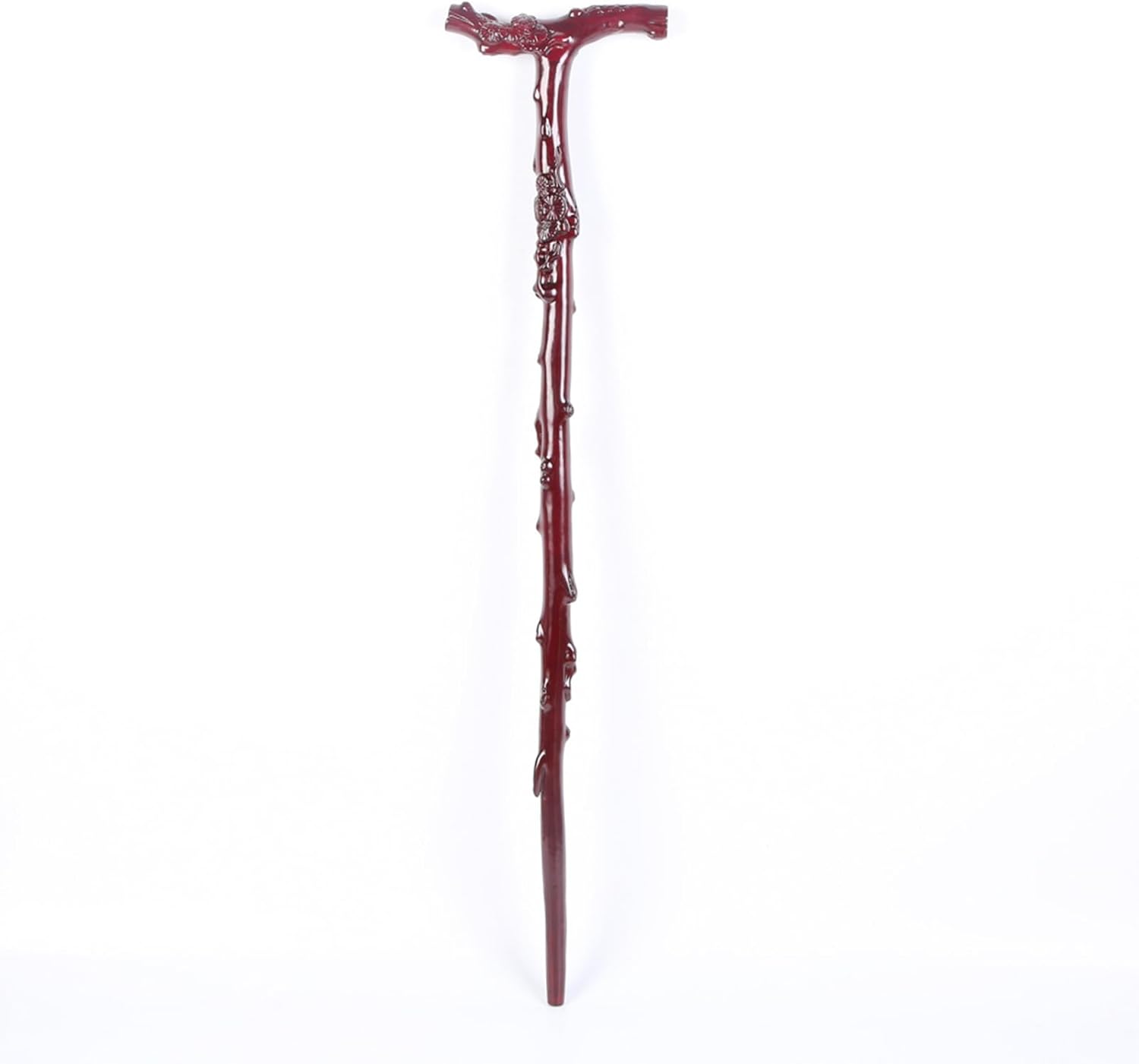 Plum Blossom Flower Décor Wood Cane - Handmade, Ergonomic, Comfort Grip Support Pole- for Men and Women- Fashionable Wooden Walking Stick 36"(90cm/35.4in, Coffee)