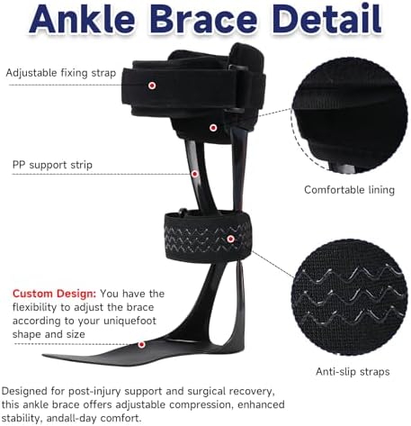 AFO Brace for Foot Drop - Lightweight Stabilizer for Men & Women, Fits in Most Shoes for Stroke, MS & Hemiplegia Recovery, Ankle Support & Drop Foot (Right, Medium)