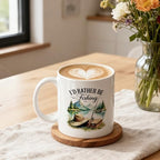 I'd Rather Be Fishing Double-Sided Ceramic Mug, Funny Fisherman Mug for Men Women, Coffee Cup for Fishing Lover, Birthday Retirement Gifts for Grandpa Dad, Fisherman Gifts for Family Friend