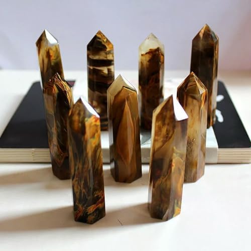 1Pc Natural Yellow Lemurian Citrine Quartz Crystal Point Stone 70-90mm