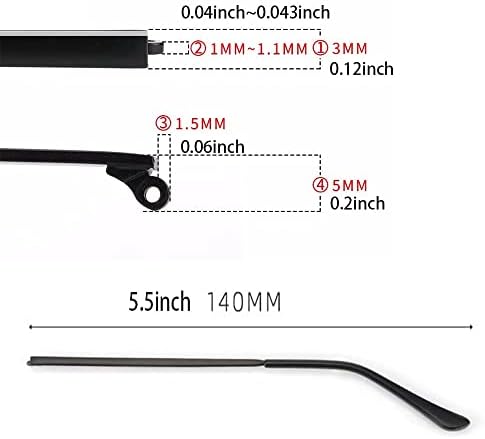 1 Pair Metal Plastic Glasses Replacement Glasses Replacement Temple Eyeglasses Arms Legs, Screws, Screw Washers and 3-in-1 Screwdriver