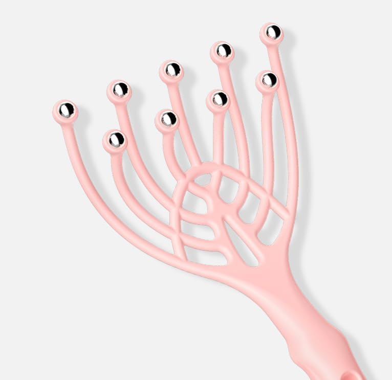 5 Finger 9 Claws Scalp Massager, 1 Pc Hand Held Relax Spa Tool with Steel Balls for Head, Neck & Hair Care, Stress Relief