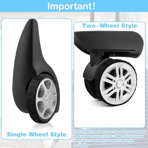 8Pcs Silicone Luggage Wheel Covers - Silent Protection, Suitcase Wheel Protector Covers (Black)