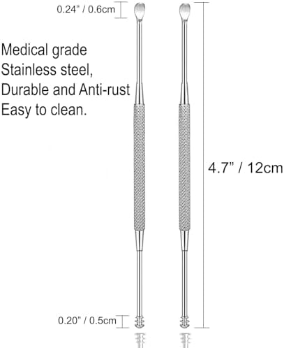 2 Pack - Stainless Steel Ear Spoon Portable Double-Ended Ear Pick Ear Wax Removal Tools Cleaning Ear Cleaner Spoon Spiral Ear Clean Tool