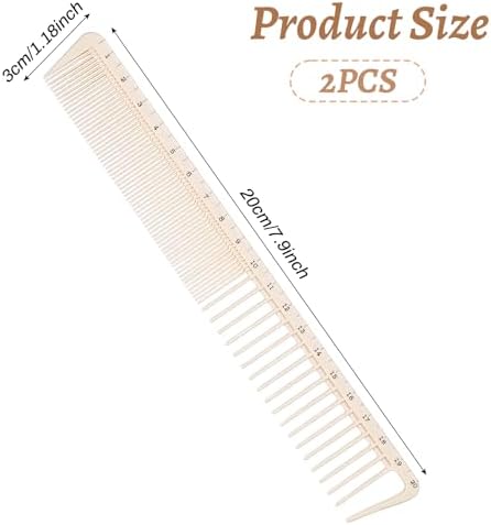 2PCS Hair Cutting Combs with Ruler Measurements, Anti-Static Professional Barber Comb for Salon, Hair Stylists and Barbers, Fine Cutting Combs