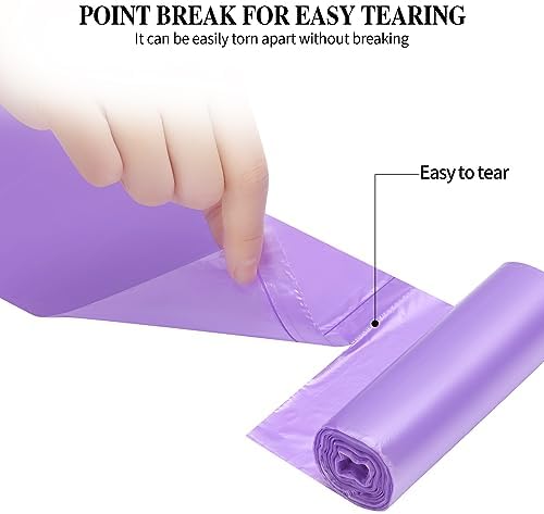 5 Rolls Small Trash Bags - 100 Counts Durable 4 Gallon Small Garbage Bags for home office kitchen Bathroom Bedroom Trash Can liners（Purple）