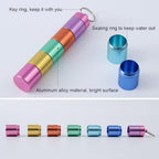 Pill Box Organiser, Portable Weekly Pill Box, 7 Day 1 Times a Day Compartments Tablet Organiser Box, Rainbow Metal Pill Holder Waterproof Pill Case with Keychain for Outdoor Travel Camping Work