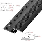 Aluminum Z Bar Carpet Transition Strip with Screws, Anti-Slip Seam Strips for Carpet Thickness Within 12 Mm, 90/130 Cm Long Floor Edge Decorative(Black,L1.3m/4.3ft)