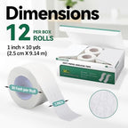 FRESINIDER Soft Paper Surgical Tape 12 Rolls, 1” x 10 Yards, Hypoallergenic Latex-Free Medical Tape for Sensitive Skin, Breathable Easy-Tear Surgical Tape for Wound Care, Bandage Fixation & First Aid