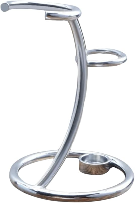 Razor Stand Holder Grooming Accessory Mustache Care Tool Multifunctional Men Beard Brush Stand Styling Art Shaving Brush Stand Bathroom(Silver)