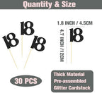 Sotpot 30 Pack Happy 18th Cupcake Toppers 18 Birthday Cake Decorations for 18th Birthday Wedding Anniversary Party Supplies Black Glitter