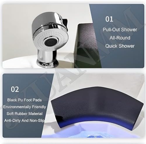 Pedicure Foot Spa, Foot Massager Acrylic Massage Footbath with Automatic Water Pump,Feet spa Tub Colorful Light Surfing Hot and Cold Adjustment,Portable Pedicure Bowl, With 60PCS foot bath bags K