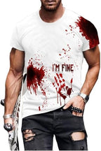 I'm Fine Blood Shirt Men Funny Halloween Bloody Horror Tshirts Blood Splatter Stain Casual Tee Scary Movie Tops
