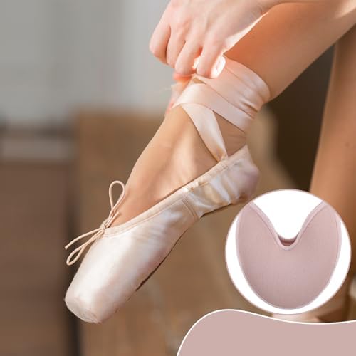 2 Pairs Ballet Toe Pads for Pointe Shoes, Ballet Pointe Dance Shoe Toe Covers Breathable Knit Half Socks with Anti-Slip Cushion Forefoot Wrap Pad Soft Toes Pad Sponge Insoles for Forefoot Pain Relief