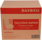 Daxwell Dispenser Napkins, Tall Fold, 1 Ply, White, D10001232 (Case of 10,000, 20 Packs of 500), 7" x 13"