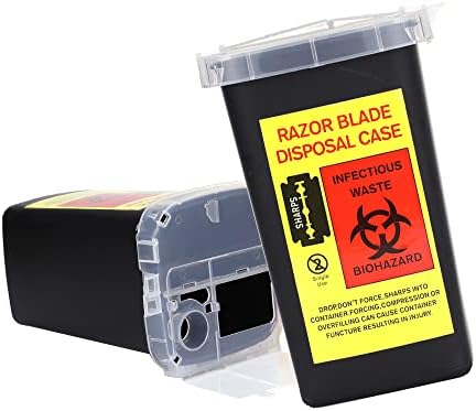 2 Pack Sharps Container Blade Disposal Containers Tattoo Syringe Needle Trash Can Case Barber Razor Storage Dispenser Biohazard Infectious Waste Case for Home Professional Use (2PCS)