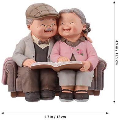 BESPORTBLE Loving Elderly Couple Miniature Figurines Grandparents Parents Statue Resin Couple Ornaments for Valentines Day Wedding Anniversary