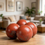 1.57-1.97inch/4-5cm Natural Red Jasper Crystal Ball, Hand Polished Quartz Stone Sphere, Reiki Healing Mineral Sphere, Energy Balancing Degaussing Stone, Home Office Desktop Ornament, Collection Gift