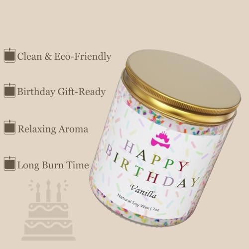 Lihome Happy Birthday Candle - Birthday Gifts for Women, Men, Mom, Dad, Sister, Teacher, Friends - Best Gifts for Ideas, Natural Soy Wax Vanilla Scented Candles