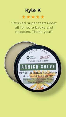 SSF Organics- Recovery and Relief- Topical Ointments and Balms- Arnica Salve | Treats Fragile Thin Skin, Bruises, Sore Muscles, Visibile Veins, Swelling, Massage, Post Workout Recovery.