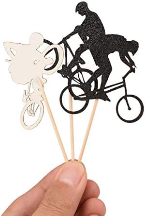 Donoter 48 Pcs Glitter BMX Bicycle Cupcake Topper Picks for Bike Theme Birthday Party Cake Decorations
