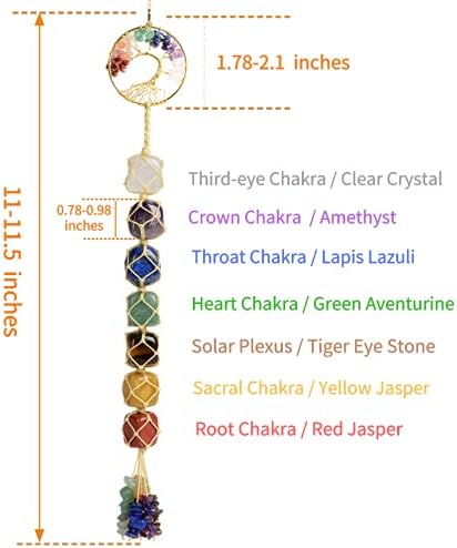Tree of Life Handmade 7 Chakras Stones Healing Crystals Tree of Life Hanging Ornament for Home Decor