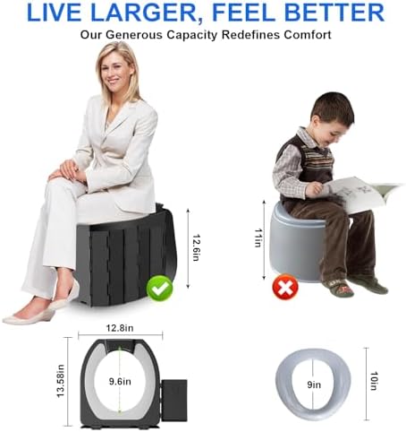 Portable Toilet for Adults, Foldable Camping Toilet Travel Floding Potty with Lid & Paper Holder, Upgrade Water Barrier,Compact Lightweight Design for Car/RV/Hiking/Beach/Camping,450lbs Capacity