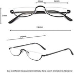 Half Frame Reading Glasses, Half Metal Moon Readers for Women Men 4 Pairs 2.50
