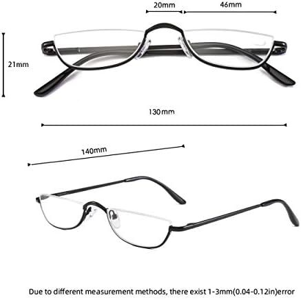 Half Frame Reading Glasses, Half Metal Moon Readers for Women Men 4 Pairs 2.50